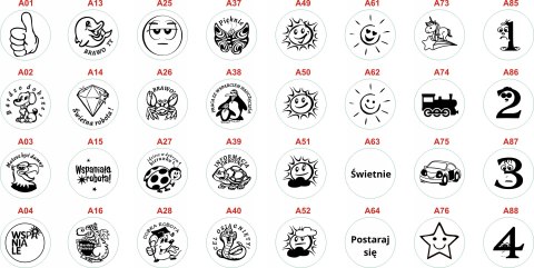 Pieczątka graficzna dla nauczycieli EOS- 96 wzorów Pieczątka graficzna dla nauczycieli EOS- 96 wzorów