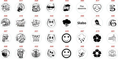 Pieczątka graficzna dla nauczycieli EOS- 96 wzorów Pieczątka graficzna dla nauczycieli EOS- 96 wzorów